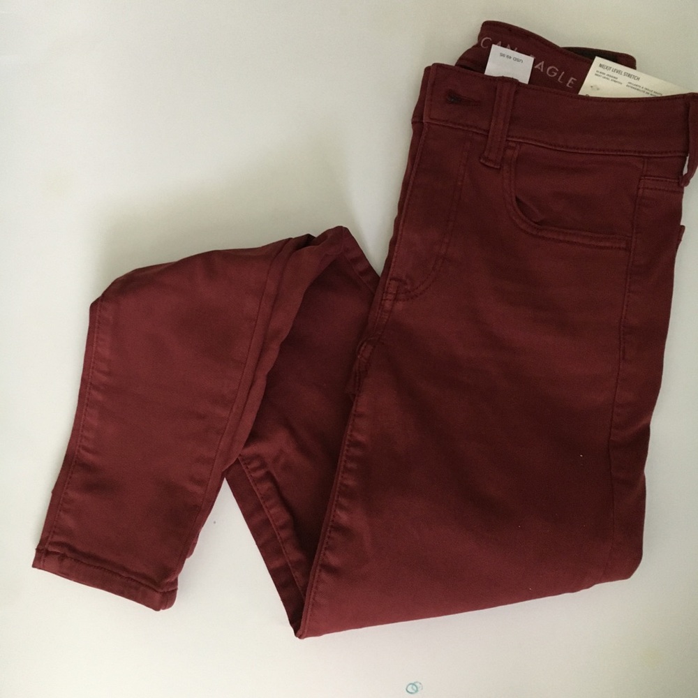 Burgundy High Rose Jeggings